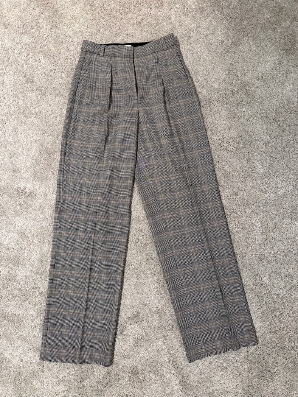 Babaton Black and Gray Glen Plaid Trousers
